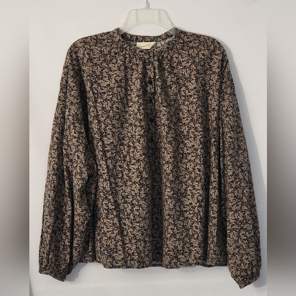Universal Thread Black and Tan Floral Blouse Size XXL